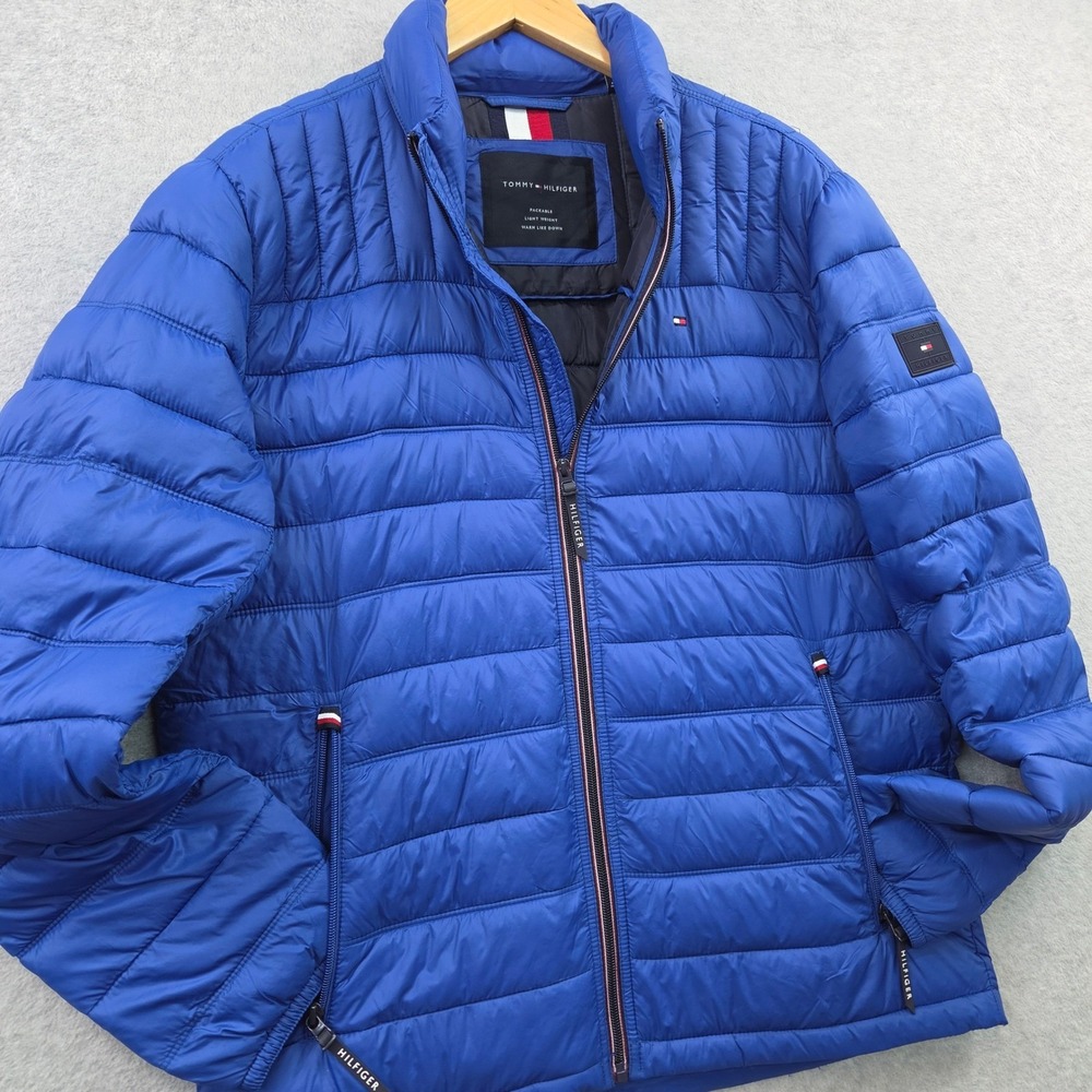 Tommy Hilfiger Ultra Loft Gorpcore Quilted Puffer Sporty Jacket Mens Medium Blue